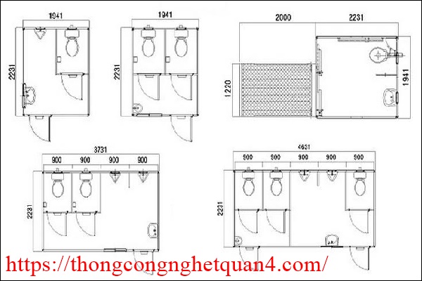 Kích thước nhà vệ sinh đơn giản