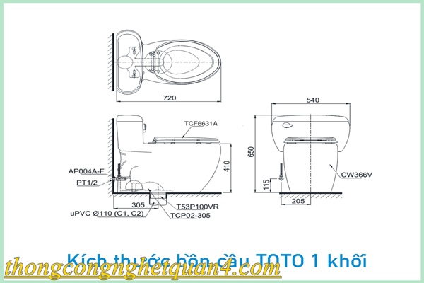 bồn cầu toto 1 khối